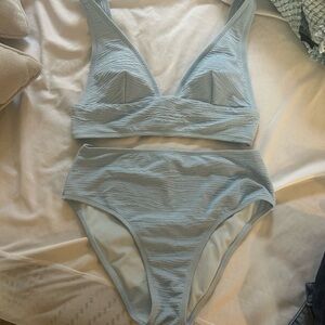 Cupshe Light Blue Textured Bikini Set